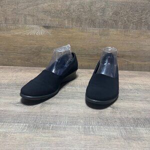 Ecco Felicia Black  Suede Wedge Heel Loafers Women's Size EU 40